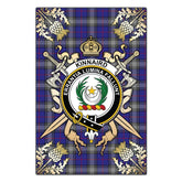 Kinnaird Tartan Crest Black Garden Flag - Gold Thistle Style