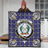 Kinnaird Tartan Crest Premium Quilt - Gold Thistle Style