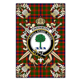 Kinninmont Tartan Crest Black Garden Flag - Gold Thistle Style