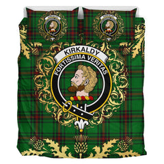 Kirkcaldy Tartan Crest Bedding Set - Golden Thistle Style