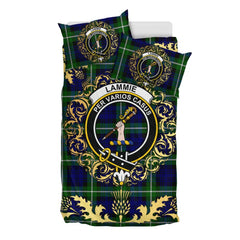 Lammie Tartan Crest Bedding Set - Golden Thistle Style