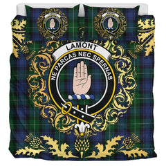 Lamont 2 Tartan Crest Bedding Set - Golden Thistle Style