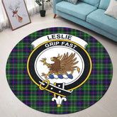 Leslie Hunting Tartan Crest Round Rug