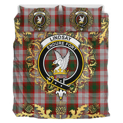 Lindsay Dress Red Tartan Crest Bedding Set - Golden Thistle Style