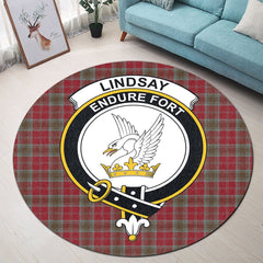Lindsay Weathered Tartan Crest Round Rug