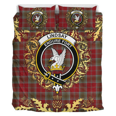 Lindsay Weathered Tartan Crest Bedding Set - Golden Thistle Style