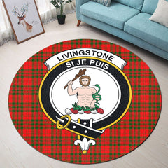 Livingstone Modern Tartan Crest Round Rug