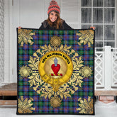 Logan Ancient Tartan Crest Premium Quilt - Gold Thistle Style
