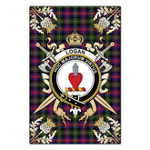 Logan Modern Tartan Crest Black Garden Flag - Gold Thistle Style