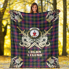 Logan Modern Tartan Gold Courage Symbol Blanket