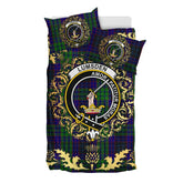 Lumsden Green Tartan Crest Bedding Set - Golden Thistle Style