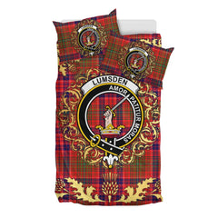 Lumsden Modern Tartan Crest Bedding Set - Golden Thistle Style