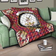 Lumsden Modern Tartan Crest Premium Quilt - Gold Thistle Style