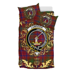 Lumsden Short Tartan Crest Bedding Set - Golden Thistle Style