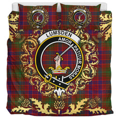 Lumsden Short Tartan Crest Bedding Set - Golden Thistle Style