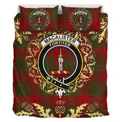 MacAlister of Glenbarr Tartan Crest Bedding Set - Golden Thistle Style