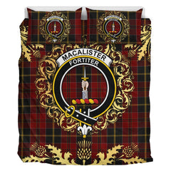 MacAlister of Skye Tartan Crest Bedding Set - Golden Thistle Style