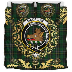 MacAlpin (MacAlpine) 01 Tartan Crest Bedding Set - Golden Thistle Style
