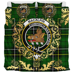 MacAlpin (MacAlpine) Modern Tartan Crest Bedding Set - Golden Thistle Style