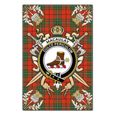 MacAulay Ancient Tartan Crest Black Garden Flag - Gold Thistle Style