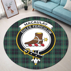 MacAulay Hunting Ancient Tartan Crest Round Rug