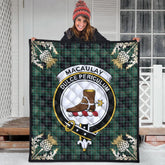 MacAulay Hunting Ancient Tartan Crest Premium Quilt - Gold Thistle Style