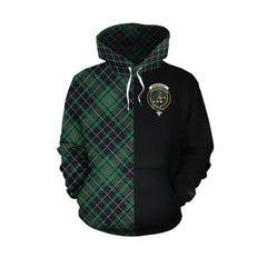 MacAulay Hunting Ancient Tartan Hoodie Half of Me - Cross Style