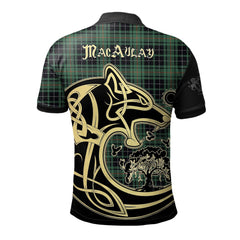 MacAulay Hunting Ancient Tartan Polo Shirt Viking Wolf