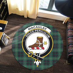 MacAulay Hunting Ancient Tartan Crest Round Rug