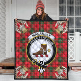 MacAulay Modern Tartan Crest Premium Quilt - Gold Thistle Style