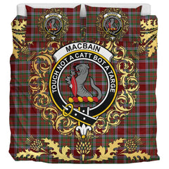 MacBain Chief Tartan Crest Bedding Set - Golden Thistle Style