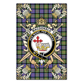 MacDonald Ancient Tartan Crest Black Garden Flag - Gold Thistle Style