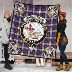 MacDonald Dress Modern Tartan Crest Premium Quilt - Gold Thistle Style