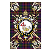 MacDonald Modern Tartan Crest Black Garden Flag - Gold Thistle Style
