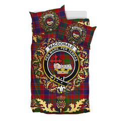 MacDonald of Boisdale Tartan Crest Bedding Set - Golden Thistle Style