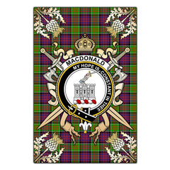 MacDonald of Clanranald Tartan Crest Black Garden Flag - Gold Thistle Style