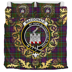 MacDonald of Clanranald Tartan Crest Bedding Set - Golden Thistle Style