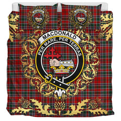 MacDonald of Lochmaddy Tartan Crest Bedding Set - Golden Thistle Style