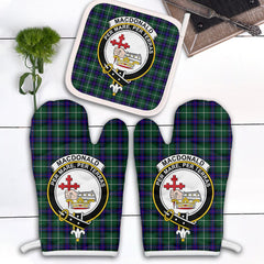 MacDonald Of The Isles Hunting Modern Tartan Crest Oven Mitt And Pot Holder (2 Oven Mitts + 1 Pot Holder)
