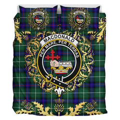 MacDonald of the Isles Hunting Modern Tartan Crest Bedding Set - Golden Thistle Style