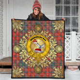 MacDougall Ancient Tartan Crest Premium Quilt - Gold Thistle Style