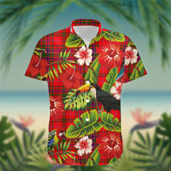 MacDowall (of Garthland) Tartan Hawaiian Shirt Hibiscus, Coconut, Parrot, Pineapple - Tropical Garden Shirt