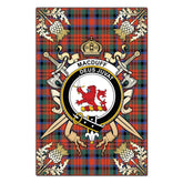 MacDuff Ancient Tartan Crest Black Garden Flag - Gold Thistle Style