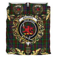 MacDuff Hunting Tartan Crest Bedding Set - Golden Thistle Style