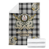 MacFarlane Black & White Ancient Tartan Gold Courage Symbol Blanket