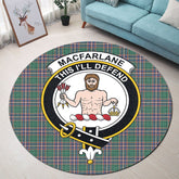 MacFarlane Hunting Ancient Tartan Crest Round Rug