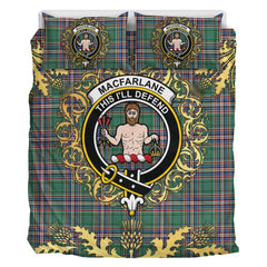 MacFarlane Hunting Ancient Tartan Crest Bedding Set - Golden Thistle Style