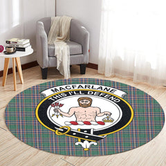 MacFarlane Hunting Ancient Tartan Crest Round Rug