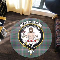 MacFarlane Hunting Ancient Tartan Crest Round Rug