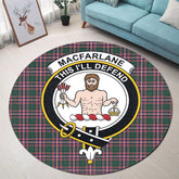 MacFarlane Hunting Modern Tartan Crest Round Rug